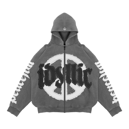 Grey Peaceful Zip-Up Jacket