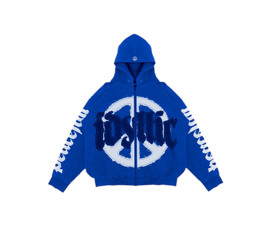 Blue Peaceful Zip- Up Jacket